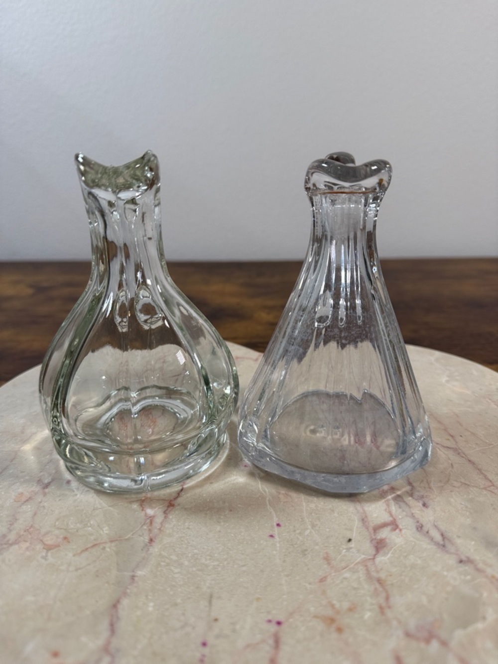 Clear Glass Mini Pitcher Decanters - Set of 2